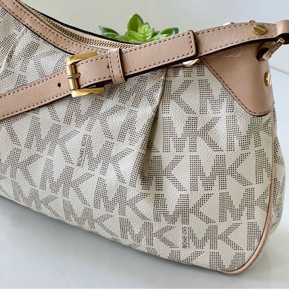 MICHAEL Michael Kors Beige and Cream Shoulder Bag MK tote purse designer small - Picture 6 of 16